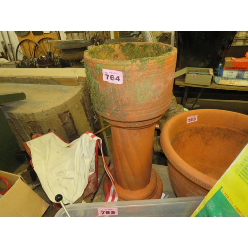 764 - Terracotta pot on barley twist stand height 23