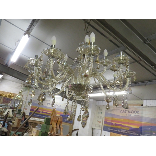 771 - 10 light glass chandelier