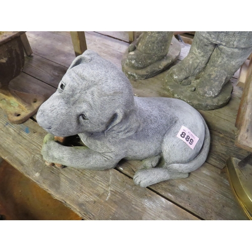 889 - Reconstituted stone dog with bone length 16