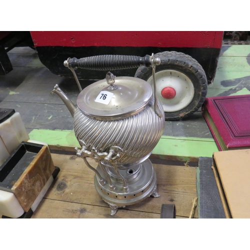 76 - Silver plated kettle on stand