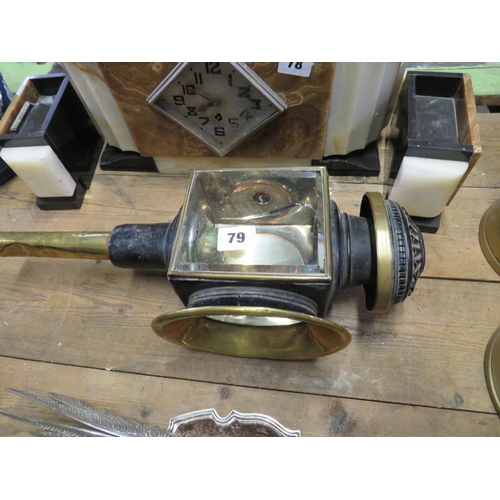 79 - Antique brass carriage lamp