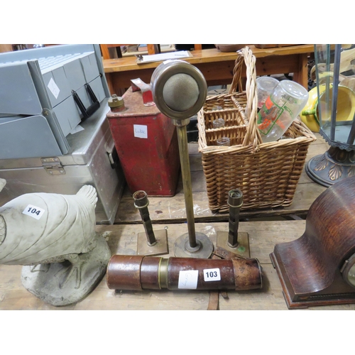 103 - Telescope,loud speaker & candlesticks