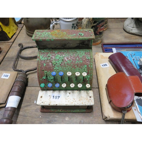 107 - Antique childs tin plate till
