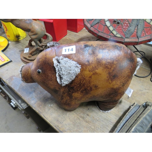 114 - Leather pig doorstop