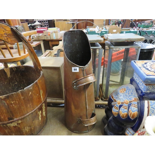 88 - Antique copper coal hod