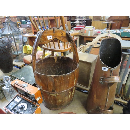89 - Antique wooden well bucket