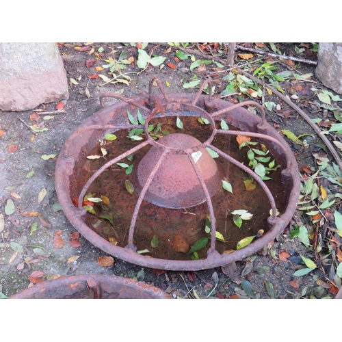 270 - Cast iron Mexican hat pig trough with bars
