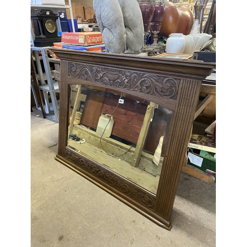 261 - Carved oak frame hall mirror, 33