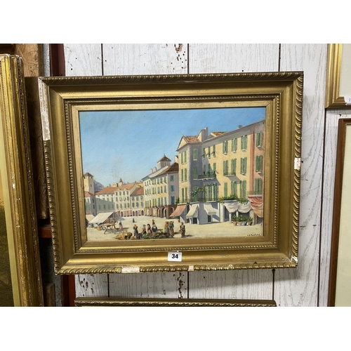 34 - Oil on canvas, Street scene signed V S Rawling 11