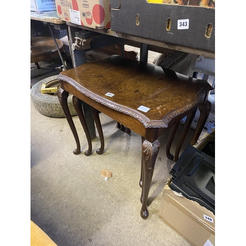 347 - Nest of 3 burr walnut coffee tables