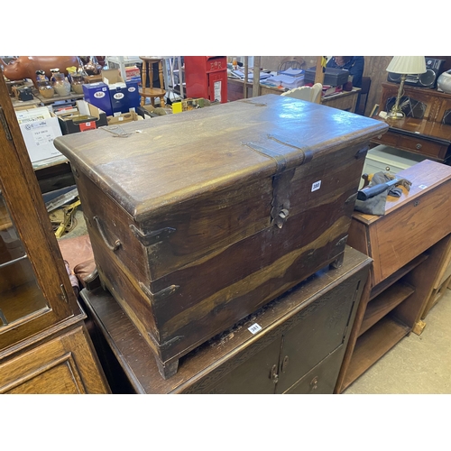 380 - Hardwood and metal bound trunk 28