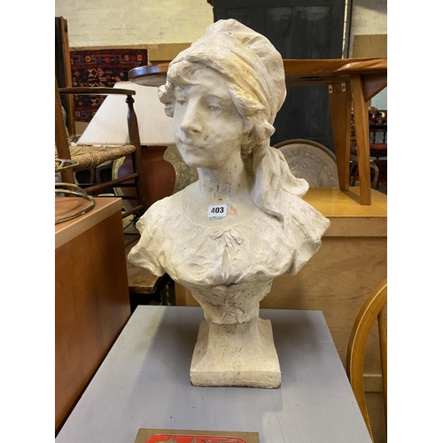 403 - Reconstituted stone bust of a lady