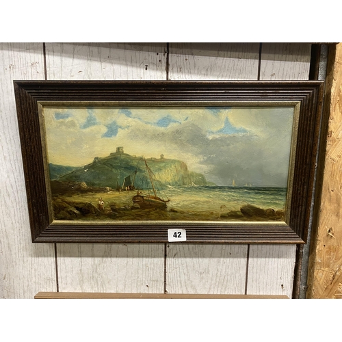 42 - Oil on canvas, Devon coastal scene, 8.5