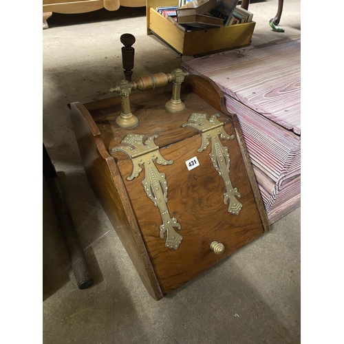 431 - Walnut and brass bound coal box