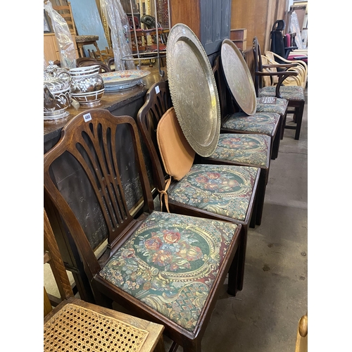 480 - Set of 6 georgian style oak dining chairs