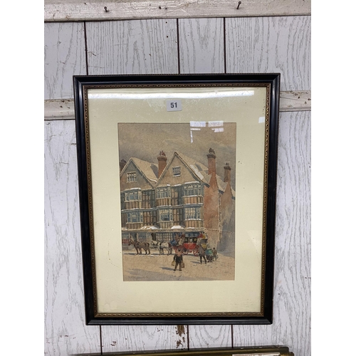 51 - Watercolour, Coaching scene signed A C Tare 1906