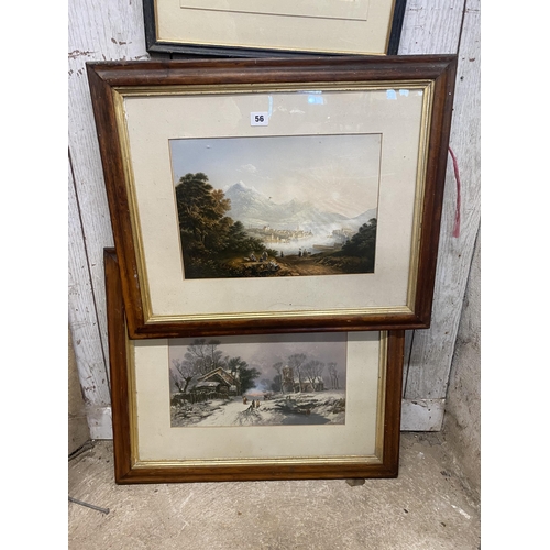 56 - Pair of prints, Continental landscapes