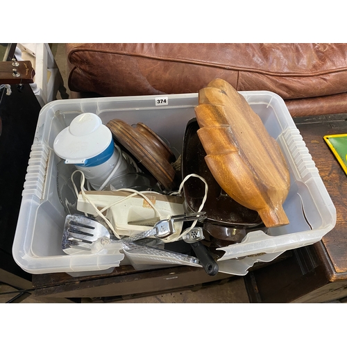 374 - Crate of kitchenalia