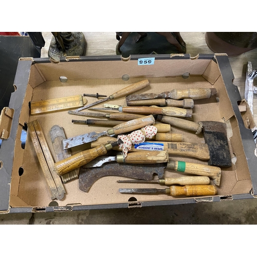 Box of chisels, hatchets & measures