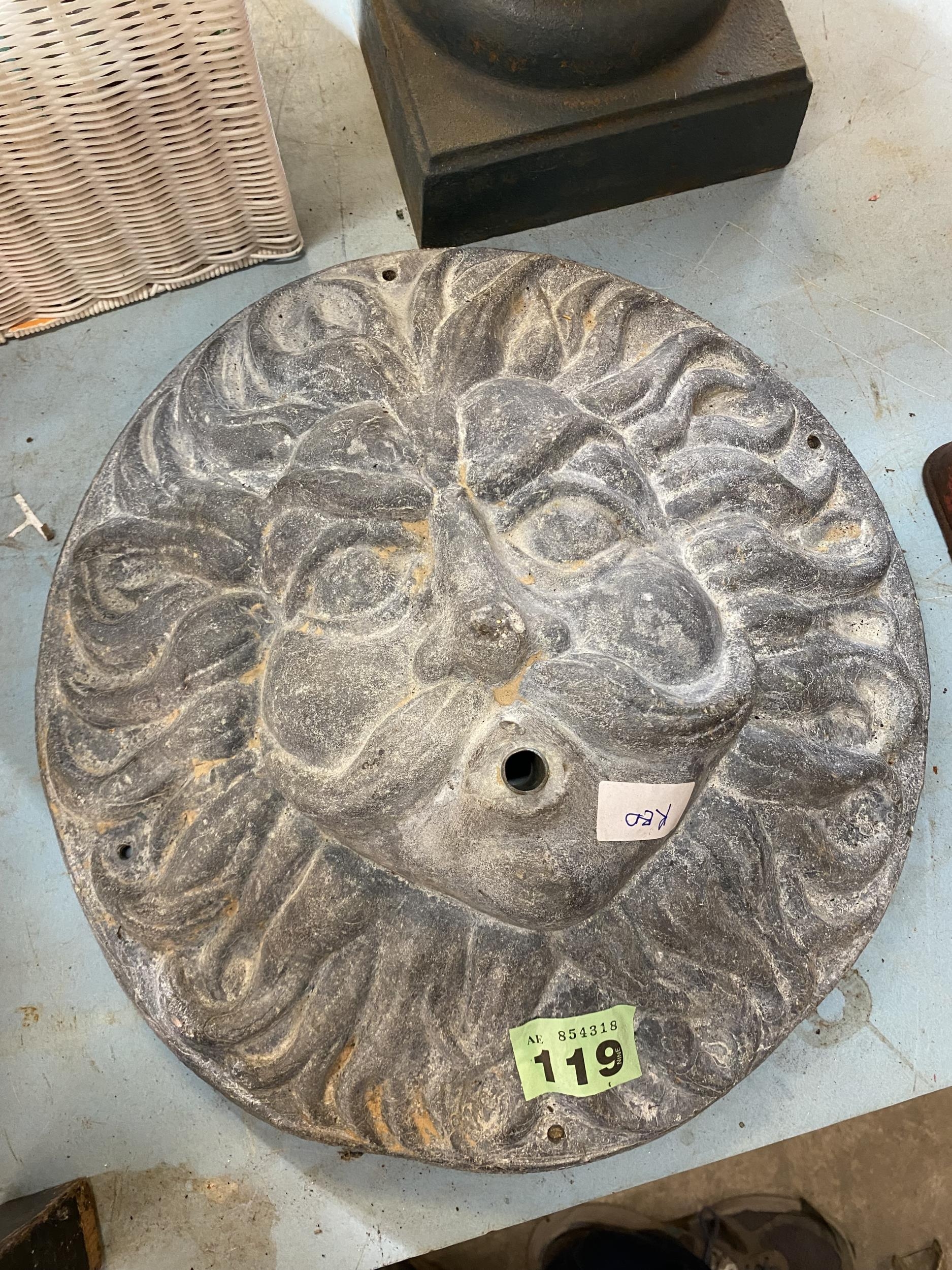 Lead face mask water feature, 15