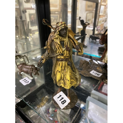 118 - Bergman bronze Arab with killed deer, 6.5