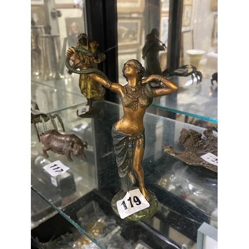 119 - Bergman bronze semi clad girl with snake