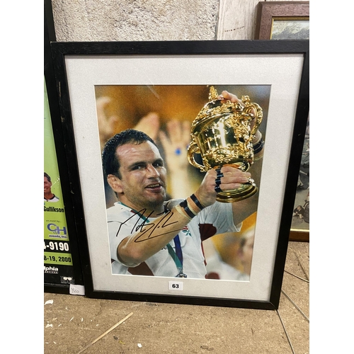 63 - Signed photograph of Martin Johnson, rugby player
