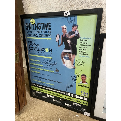 64 - Signed Swing Time tennis and golf tournament poster