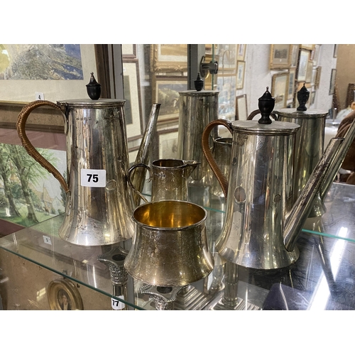 75 - Silver art deco four piece tea service, hallmark Birmingham 1918
Weight 46 Troy ounces(1430 grams)