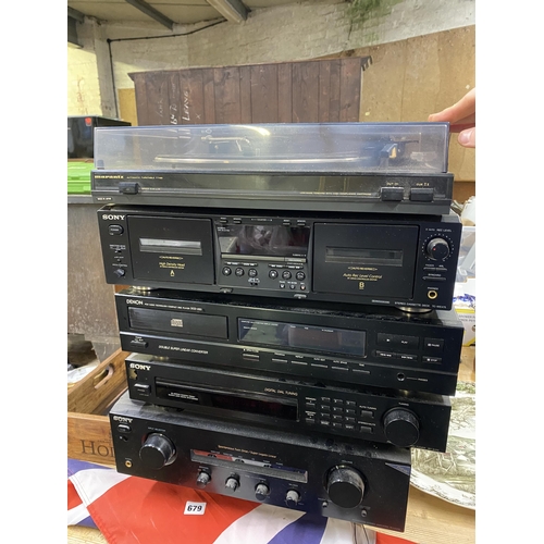 Hifi stack system with Marantz turntable, Sony amplifier, cassette deck ...