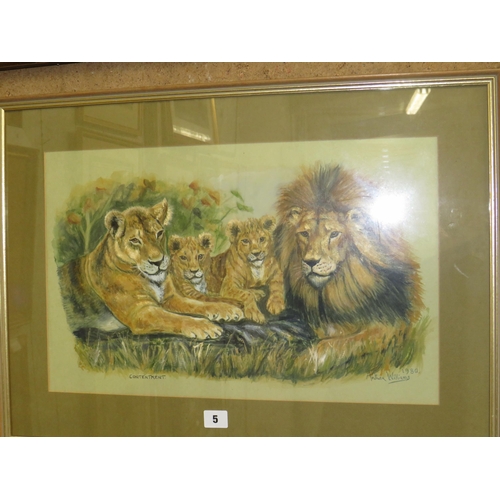 5 - Watercolour Lions signed Anthea Williams 12