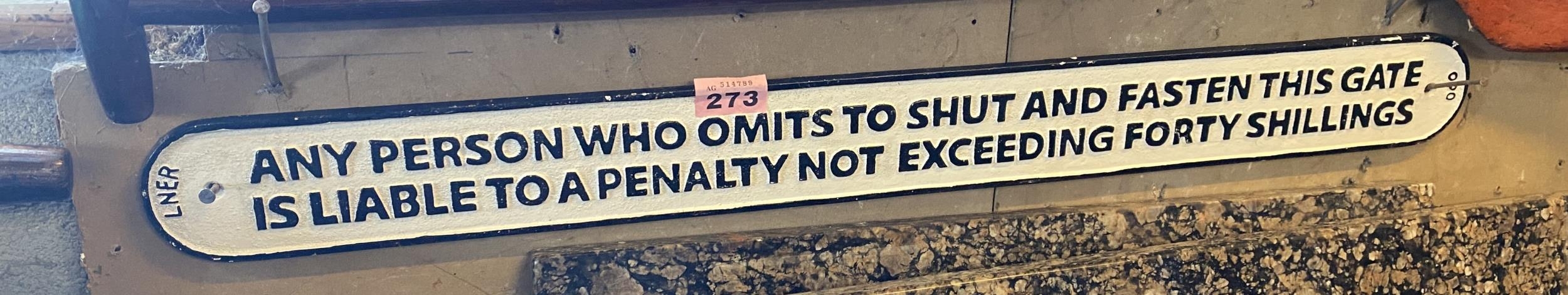 Cast iron penalty sign, 38