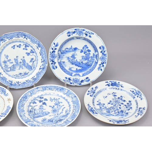 12 - Five chinese blue and white plates. 18th century. diameter approx. 23cm (5)