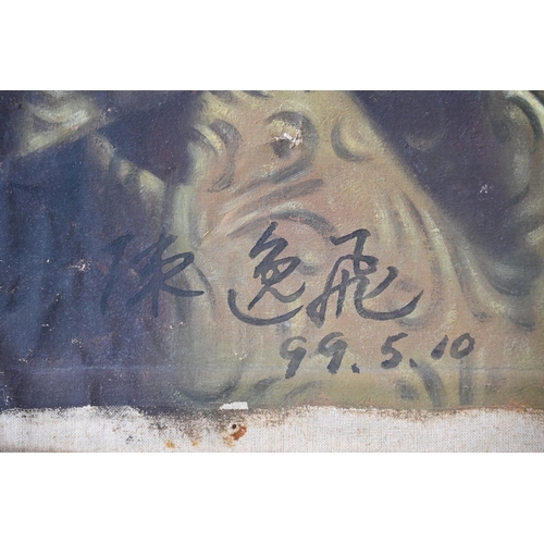 326 - A large chinese oil on canvas of ladies. signed bottom left 'chen yifei' 陳逸飛. dated 1999 may 10th. t... 