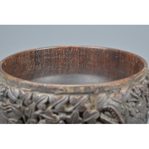 51 - Asian dragon carved wooden fruit bowl. diameter approx. 28cm (2)