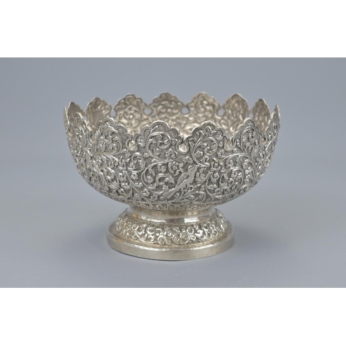 59 - Indian white metal embossed bowl. diameter approx. 15.5 cm