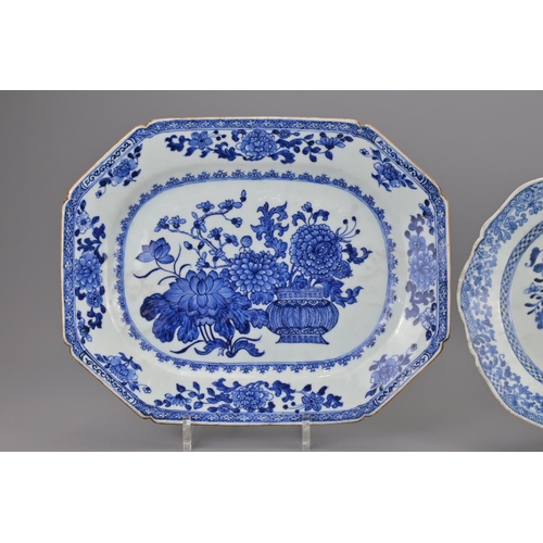 85 - Two chinese blue and white porcelain platters. larger width approx. 33cm (2)