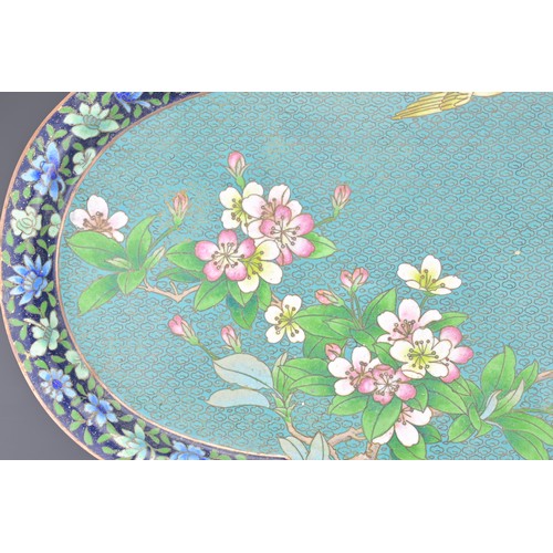 41 - TWO CHINESE CLOISONNE ENAMEL ITEMS, EARLY 20TH CENTURY. To include a quarter lobed enamel tray on br... 