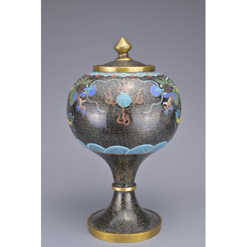 42 - A GROUP OF THREE CHINESE CLOISONNE ENAMEL ITEMS, EARLY 20TH CENTURY. To include a box and cover on t... 