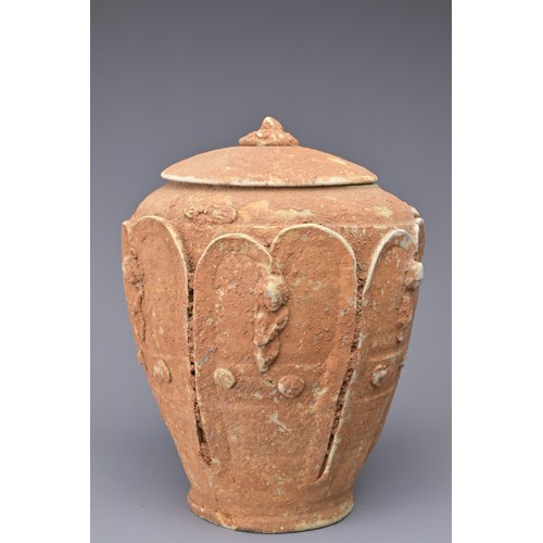 95 - RARE CHINESE SONG / YUAN DYNASTY POTTERY BUDDHIST ZODIAC JAR. Decorated with appliqués comprising si... 