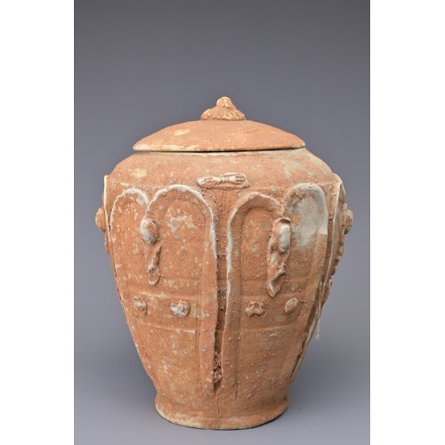 95 - RARE CHINESE SONG / YUAN DYNASTY POTTERY BUDDHIST ZODIAC JAR. Decorated with appliqués comprising si... 