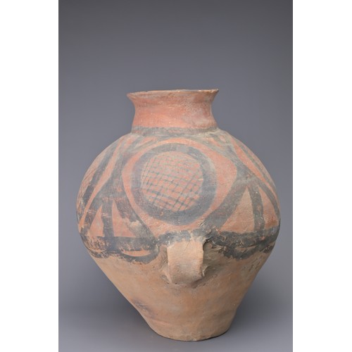 96 - A LARGE CHINESE NEOLITHIC PAINTED POTTERY JAR –MACHANG PHASE. Geometric patterns in black pigment ov... 