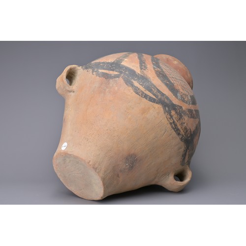 96 - A LARGE CHINESE NEOLITHIC PAINTED POTTERY JAR –MACHANG PHASE. Geometric patterns in black pigment ov... 