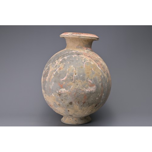 97 - A FINE CHINESE WESTERN HAN DYNASTY PAINTED POTTERY COCOON JAR. Made from a relatively highly-fired g... 