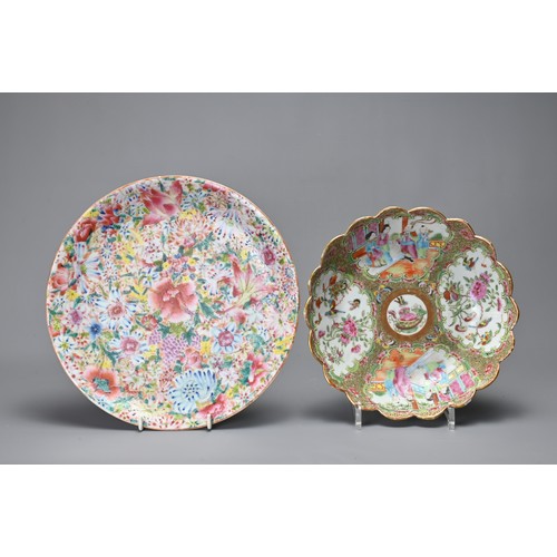 29 - TWO CHINESE FAMILLE ROSE PORCELAIN DISHES, 19/20TH CENTURY. To include a Cantonese lobed bowl decora... 