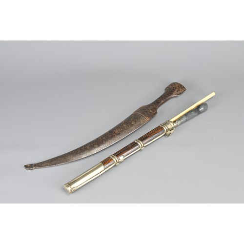 35 - A BAMBOO CASED KNIFE AND BONE CHOPSTICK SET, EARLY 20TH CENTURY. Together with a Middle Eastern Jamb... 