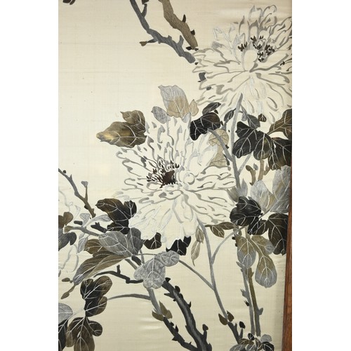 287 - A SET OF FOUR CHINESE SILK EMBROIDERIES, FRAMED AND GLAZED, DATED 1912/13. Four large rectangular pa... 