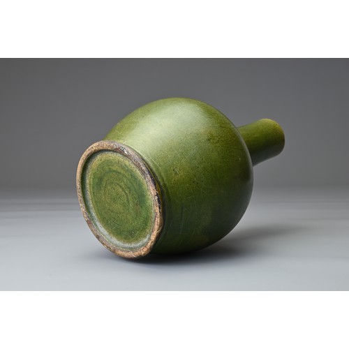 8 - AN UNUSUAL GREEN GLAZED PORCELAIN BOTTLE VASE, PROBABLY EAST ASIAN, 18/19th CENTURY. Globular body w... 