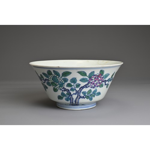 25 - A CHINESE DOUCAI PORCELAIN BOWL, LATE 18TH CENTURY.  With straight sides leading into a slightly fla... 