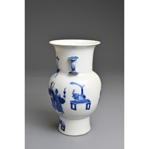 40 - A CHINESE BLUE AND WHITE PORCELAIN VASE, 19TH CENTURY. Finely potted ovoid body with a wide mouth de... 